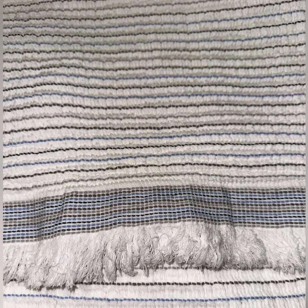 Inup Home Cotton Summer Throw Waffle Weave White,taupe, black, grey and blue